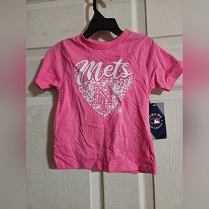 NY METS GENUINE MERCHANDISE GIRLS TEE: PINK: NEW WITH TAGS: SIZE 3T